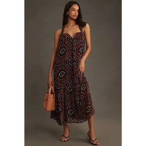 NWT By Anthropologie Sleeveless Chiffon Midi Dress Size M Multicolor #9J411